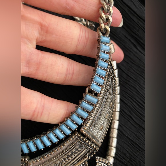 Sugarfix By Bauble Bar Silver-tone Statement Turquoise Dangling Bib - Picture 7 of 15